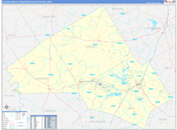 Killeen-Temple Metro Area Wall Map Basic Style 2026